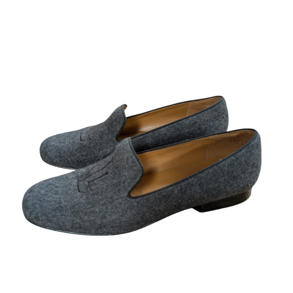 Lauren Ralph Lauren Charcoal Gray Monogrammed Wool Loafer Size 6 - Picture 11 of 11